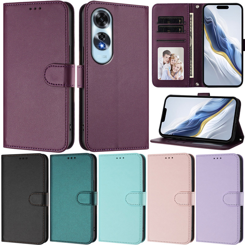 หรูหราปลอกสําหรับOppo A60 A38 4G A18 4G A5 Pro A5X A3 Pro 5G A3 A78 4G A79 5G A98 A58 4G A17 A17K A78 5G Slim Skinกระเป๋าสตางค์หนังกรณี