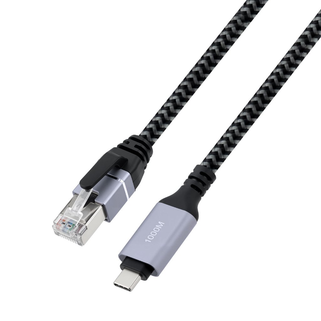 สายเครือข่าย RJ45 เป็น Type-C สำหรับเชื่อมต่อเราเตอร์ 1000M กับอุปกรณ์อิเล็กทรอนิกส์อื่น ๆ (2m)