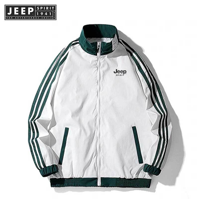 JEEP SPIRIT 1941 ESTD 2022 ชุดเบสบอลผู้ชายใหม่ เสื้อสเวตเตอร์ถักยืนปก