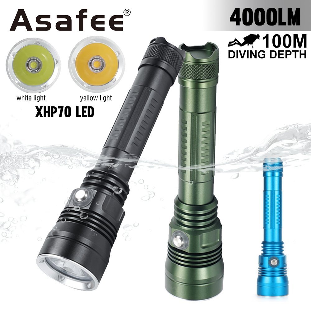 Asafee A22 XHP70 ไฟฉาย LED ดําน้ํา 4000LM IPX8 กันน้ํา 100M
