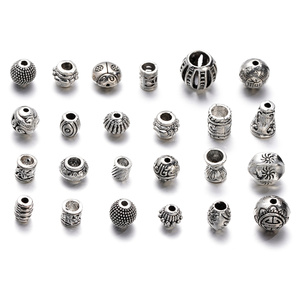 ลูกปัดคั่น ชุดอุปกรณ์เครื่องประดับ DIY 20-50g รวมจี้ สเปเซอร์ ฐานลูกปัด สำหรับทำสร้อยคอ สร้อยข้อมือ