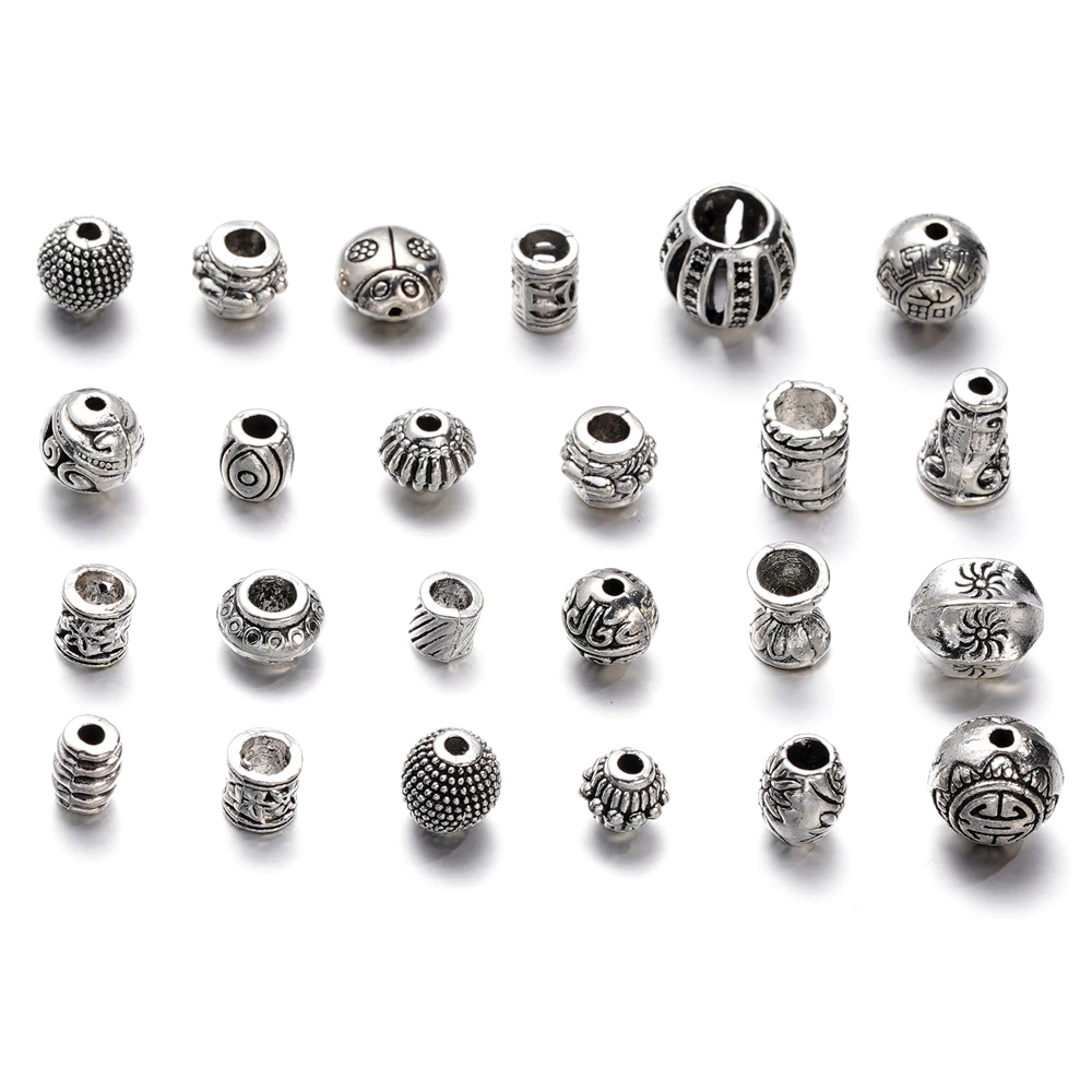 ลูกปัดคั่น ชุดอุปกรณ์เครื่องประดับ DIY 20-50g รวมจี้ สเปเซอร์ ฐานลูกปัด สำหรับทำสร้อยคอ สร้อยข้อมือ