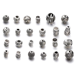 ลูกปัดคั่น ชุดอุปกรณ์เครื่องประดับ DIY 20-50g รวมจี้ สเปเซอร์ ฐานลูกปัด สำหรับทำสร้อยคอ สร้อยข้อมือ