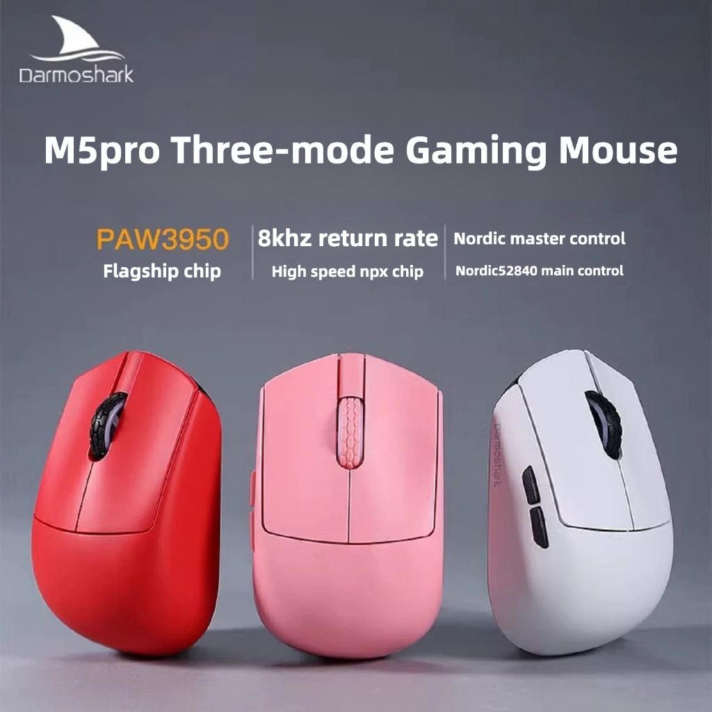 Darmoshark M5 V2 M5Pro การเชื่อมต่อ Tri-mode 2.4g ไร้สายบลูทูธ Ergonomic Finger Mouse 38g น้ําหนักเบาขนาดเล็กเกมสํานักงานมือ