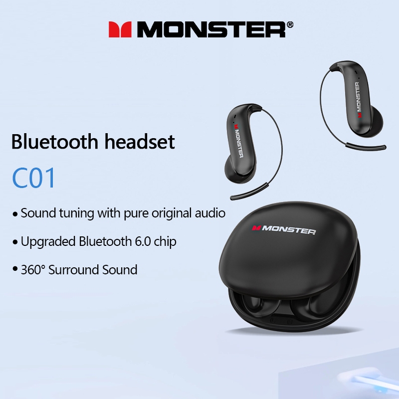 Monster C01 หูฟังไร้สายบลูทูธไฮไฟสเตอริโอเสียงสูงสุด 48 ชั่วโมงอายุการใช้งานแบตเตอรี่ IPX5 บลูทูธกันน้ํา 6.0
