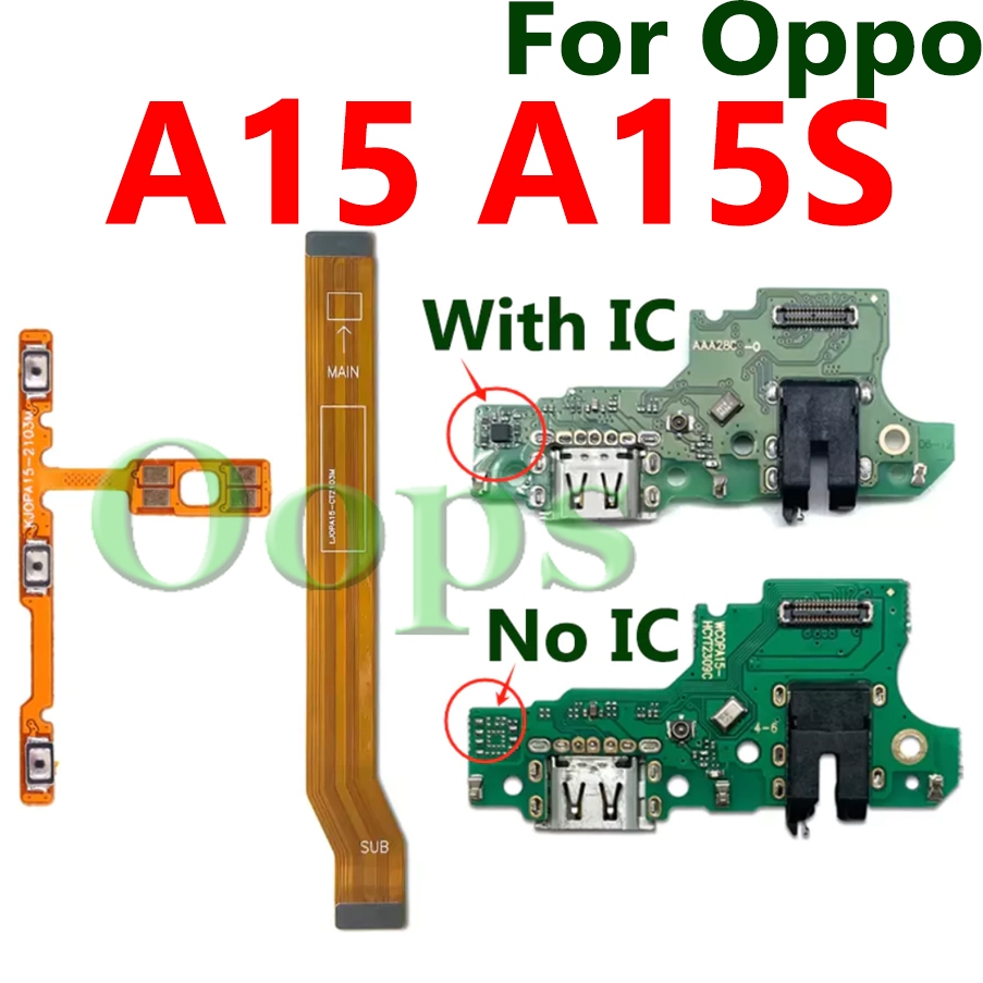 สําหรับ Oppo A15 A15S A35 Fast Charging Charger IC หลักเมนบอร์ดเปิดปิดสาย Flex