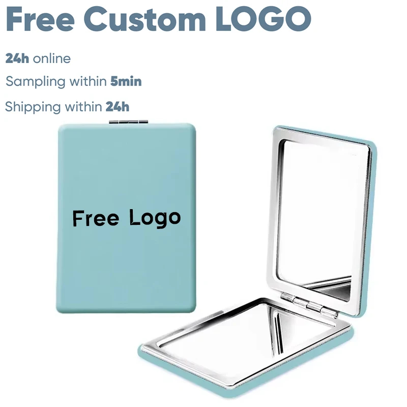 ฟรีส่วนบุคคลที่กําหนดเองกระจกขนาดกะทัดรัดสีดําเดินทางกระจกแต่งหน้าสําหรับกระเป๋าถือและกระเป๋า,แบบพกพาสองด้านกระจกของขวัญ