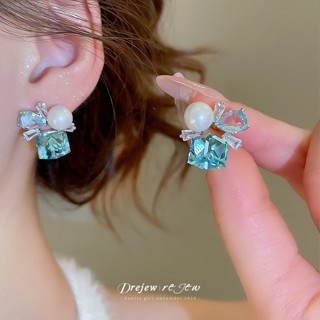 เดรส 925 เข็มเงิน เพชร มุก เรขาคณิต ต่างหู สี่เหลี่ยม แสงหรู…