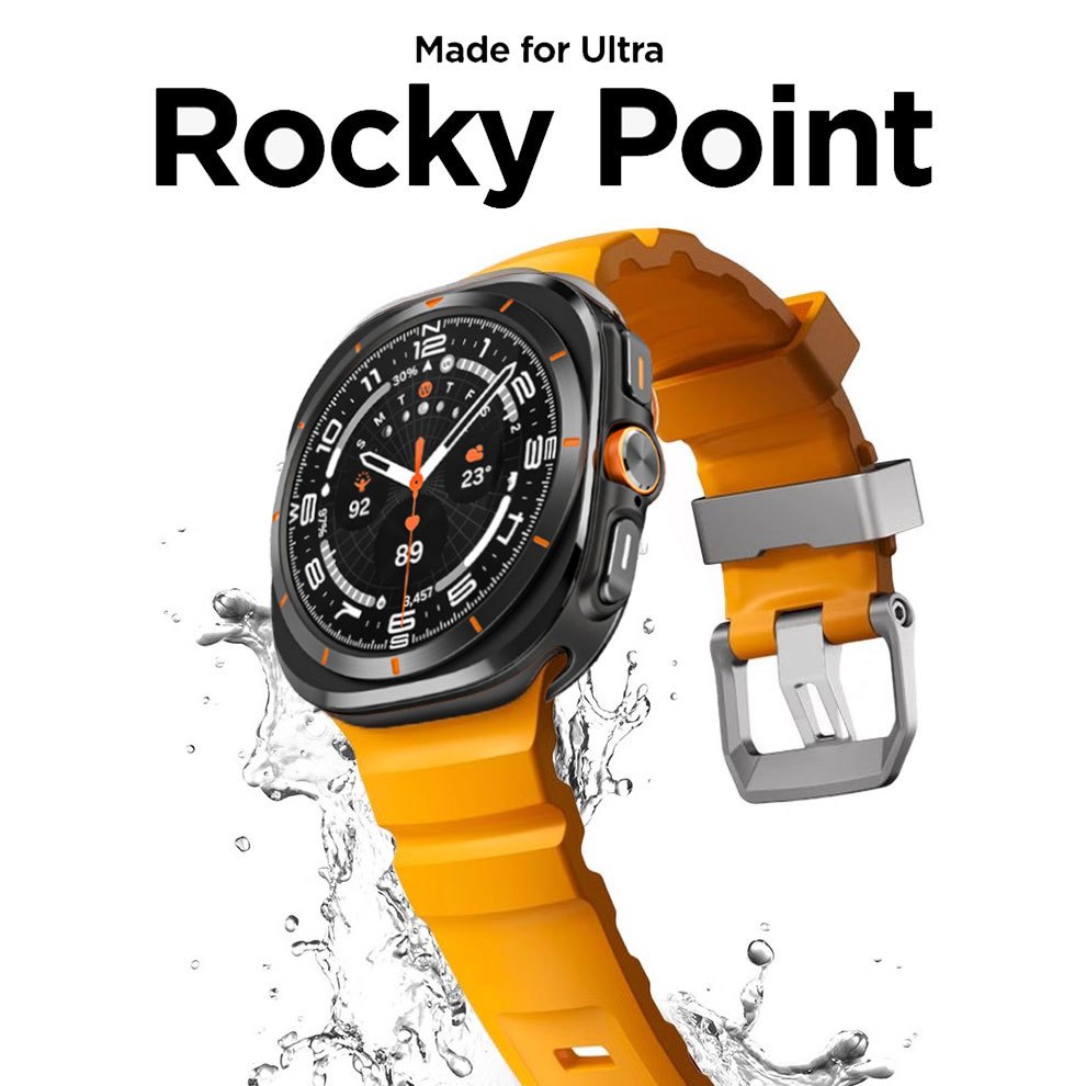 สายซิลิโคนที่ทนทานพร้อมหัวเข็มขัดโลหะสําหรับ Samsung Galaxy 8/8 Classic Watchband Rocky Point Sport Adventurous ทนทาน Ultra สายรัดซิลิโคนสําหรับ Samsung นาฬิกา Ultra 47 มม.
