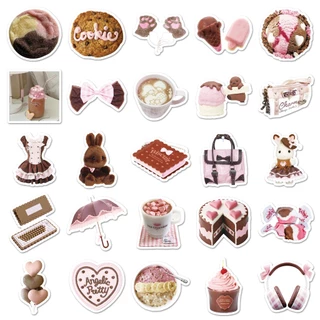 Ins สไตล์ 50 ชิ้นการ์ตูนน่ารักสีชมพูสติกเกอร์สีน้ําตาลสําหรับเคสโทรศัพท์ Tumbler สติกเกอร์รถ Graffiti กันน้ํา Creative DIY