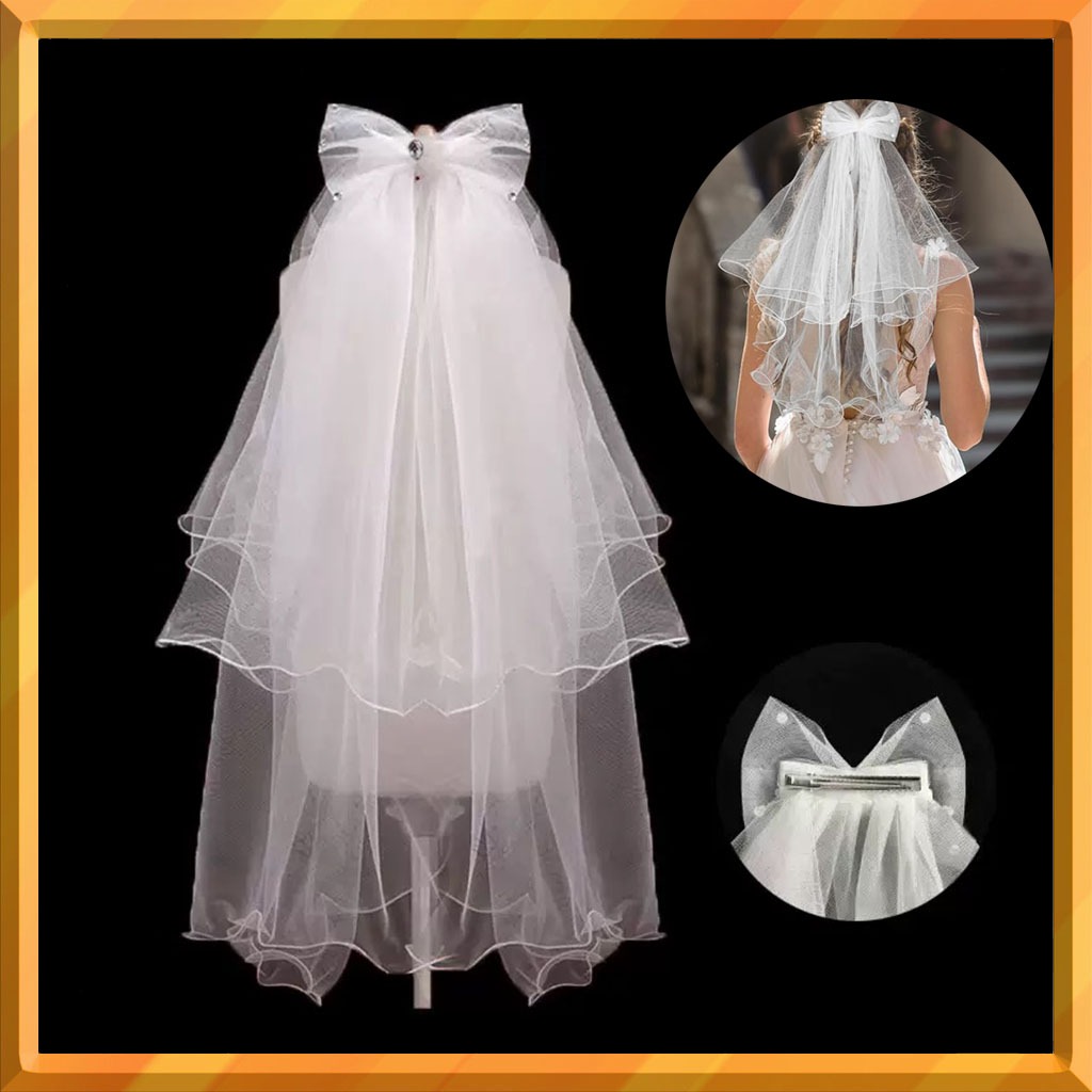 ผ้าคลุมหน้าเจ้าสาว 60ซม. | สีขาวงานเย็บมือ | ผ้าคลุมผมเจ้าสาวฟูฟ่อง | ผ้าคุณภาพสูง