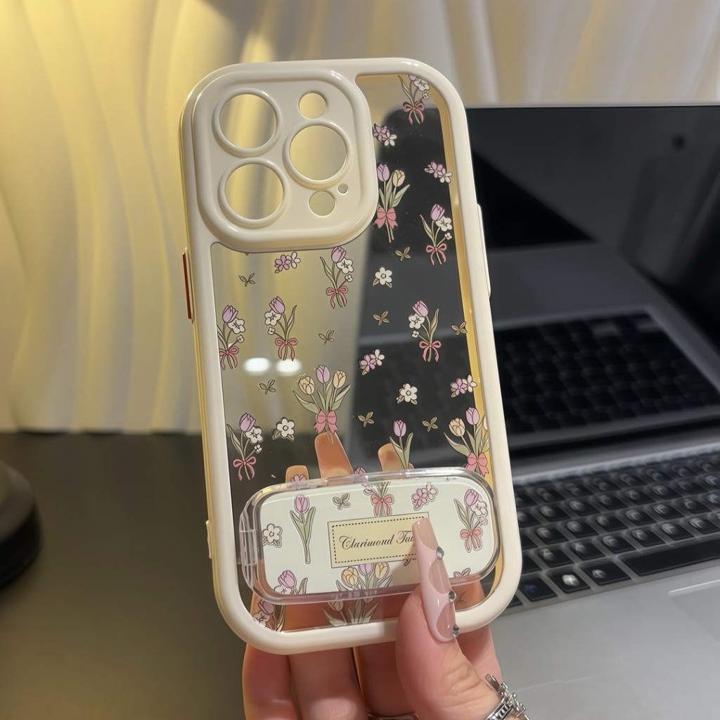 สไตล์ใหม่ 11 ความรู้สึกระดับไฮเอนด์ 12 ดอกไม้มรกตขนาดเล็ก 13 ที่วางกระจก 14 เหมาะสําหรับ Apple 16promax เคสโทรศัพท์ xr โปร่งใส x Creative iPhone15 กันกระแทก 7plus เคสป้องกัน