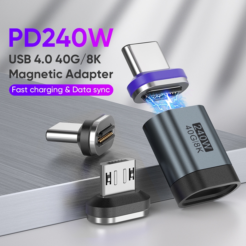 อะแดปเตอร์ชาร์จแม่เหล็ก 24Pin ใหม่, PD3.1/QC3.0, ชาร์จเร็ว 240W, การส่งข้อมูล USB 4.0/40Gbps, การฉายภาพหน้าจอ 8K 3-in-1