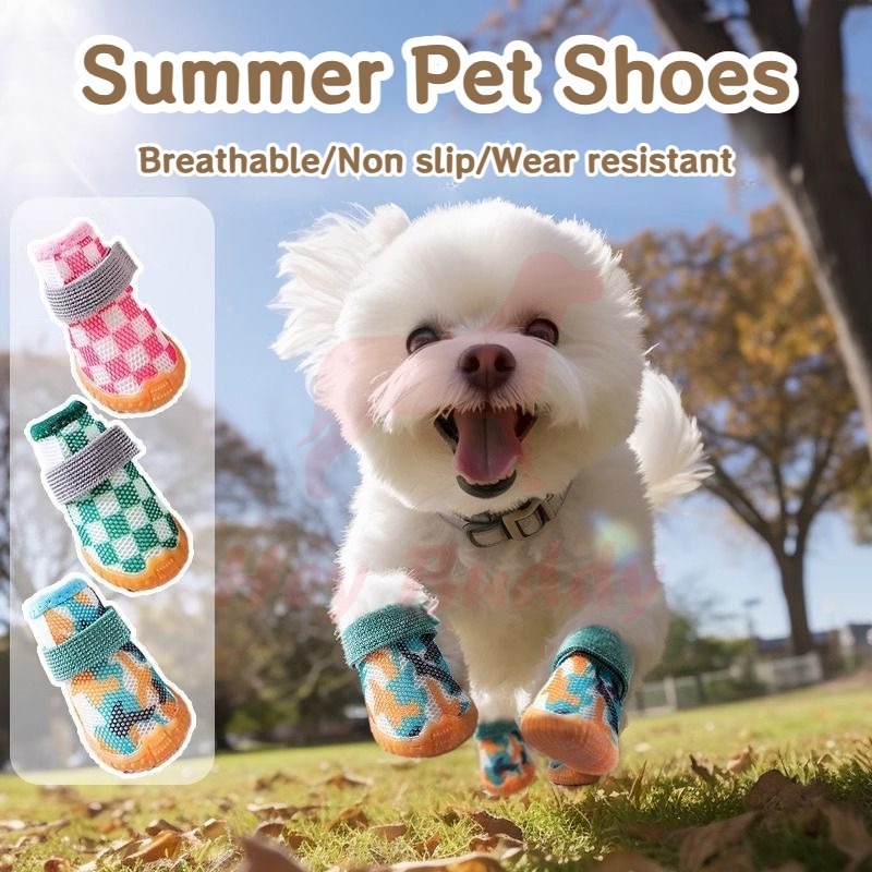 รองเท้าสุนัข คุณภาพดี รองเท้าสัตว์เลี้ยง ใส่ง่าย กันน้ำ กันลื่น ระบายอากาศได้ดี กระชับเท้า