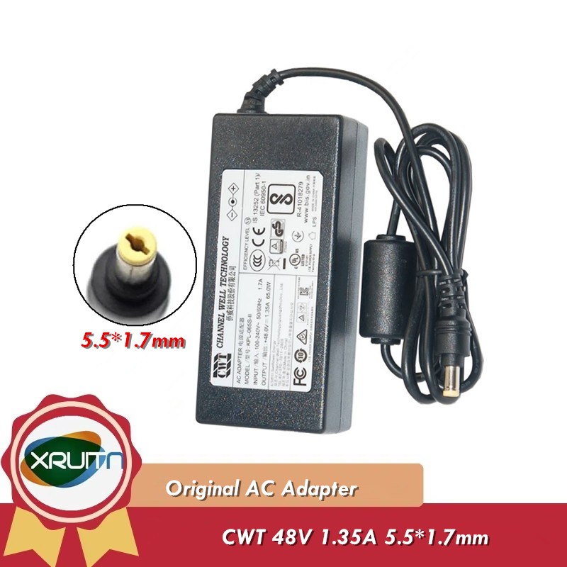 ของแท้ CWT 48V 1.35A 65W AC DC Adaptor KPL-065S-II KPL-065S-VI สําหรับ Hikvision Video Recorder NVR 