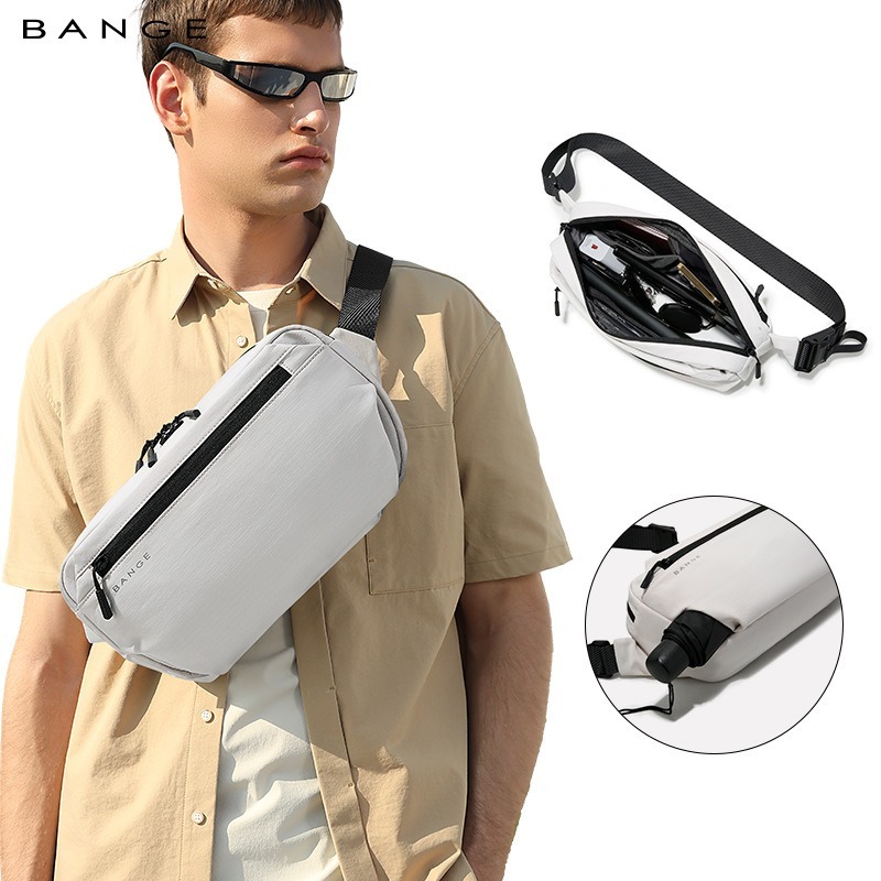 BANGE กระเป๋าสะพายไหล่สลิงน้ําหนักเบาลําลองขนาด 8 นิ้วกันน้ําทุกวันกระเป๋าสะพายข้างสําหรับผู้ชาย