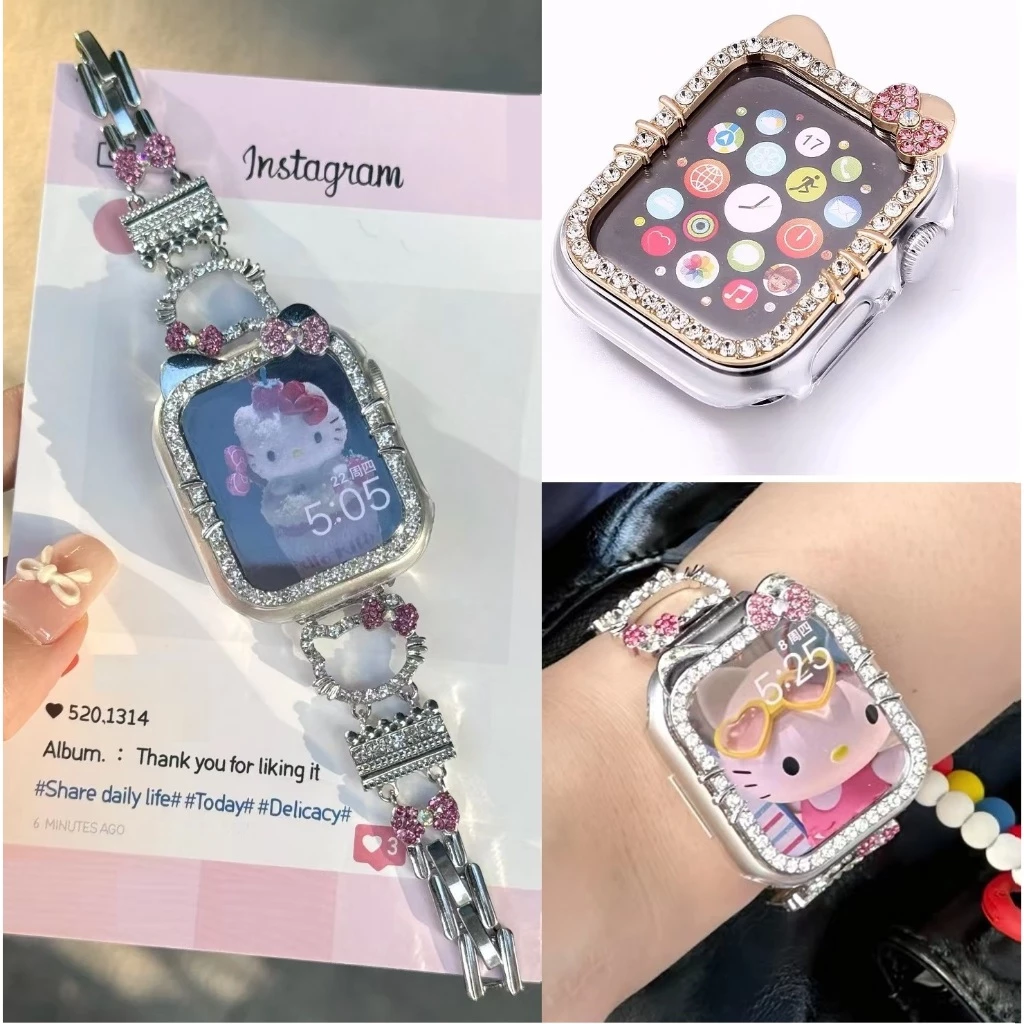 สายโลหะน่ารักสําหรับ Huawei Watch Fit 3/4/4 Pro/5/5 Pro, เคสกรอบพลาสติกสําหรับ Huawei Watch Fit 3/4/4 Pro/5/5 Pro