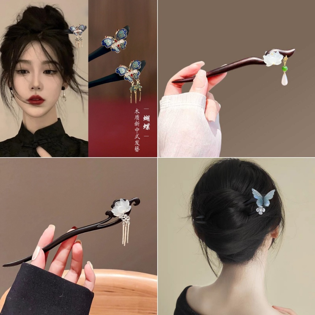 โบราณ Lotus ไม้จันทน์Hairpin พู่จีน High-End อุปกรณ์เสริม