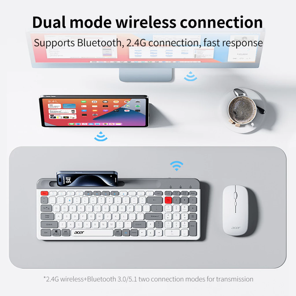 Acer คีย์บอร์ดไร้สาย OKR215 บลูทูธ 2.4G thumbnail 4