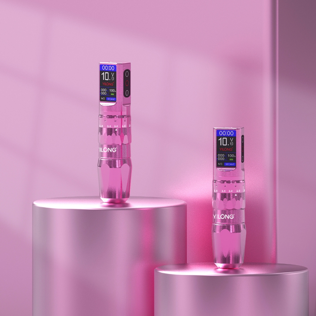 YILONG ไร้สาย Professional Tattoo Machine แบตเตอรี่ปากกา 6 จังหวะปรับได้ 2.2-4.2 มม.Brushless มอเตอร