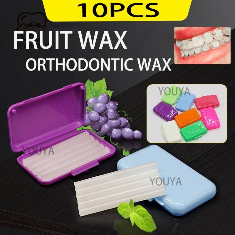 10 ชิ้น Ortho Wax สําหรับ Braces Dental Wax สําหรับ Anti Singaw พร้อมกลิ่นผลไม้ Oral Hygiene Care กิ