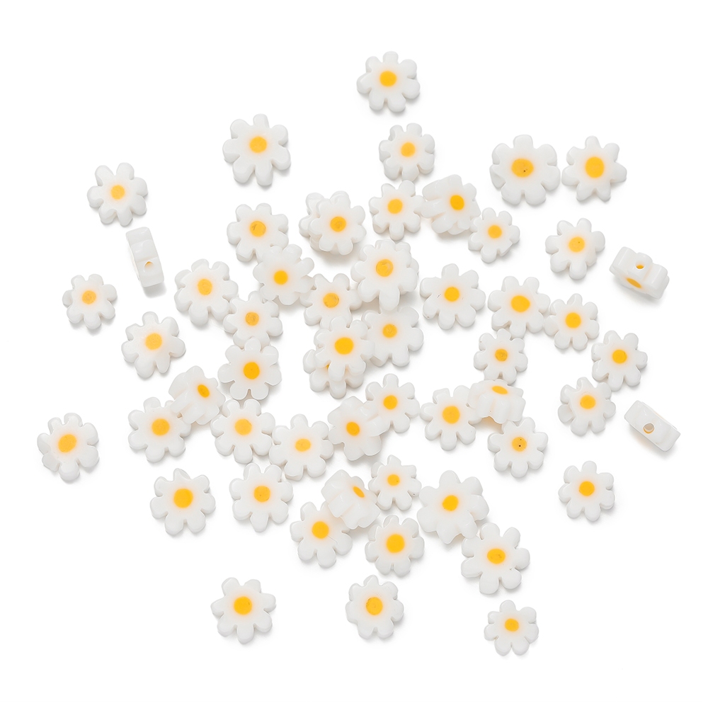 ลูกปัดแก้วสีขาว 92/60/59ชิ้น แบบดอกไม้เดซี่ สำหรับDIY สร้อยข้อมือ สร้อยคอ แหวน งานแฮนด์เมด