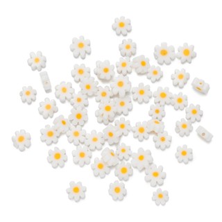 ลูกปัดแก้วสีขาว 92/60/59ชิ้น แบบดอกไม้เดซี่ สำหรับDIY สร้อยข…