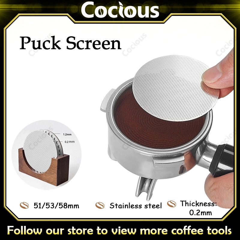 51/53/58 มม.ความหนา 0.2 มม.หน้าจอ Puck สแตนเลสเครื่องชงกาแฟแบบใช้ซ้ําได้ Universally ใช้ตาข่ายกรองหน้าจอ