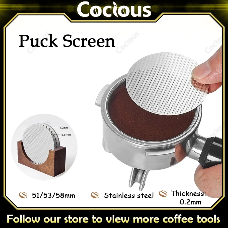 51/53/58 มม.ความหนา 0.2 มม.หน้าจอ Puck สแตนเลสเครื่องชงกาแฟแบบใช้ซ้ําได้ Universally ใช้ตาข่ายกรองหน้าจอ