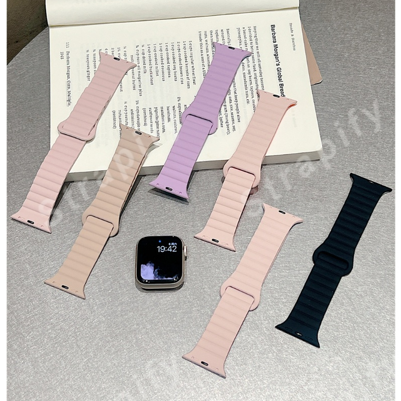 ใหม่คู่สีแม่เหล็กสายรัดซิลิโคนสําหรับ apple watch series 10/9/8/7/6/5/4/3/2/1 SE2 ULTRA2 กีฬา breathable เปลี่ยนสร้อยข้อมือสําหรับ iwatch 49 มม.46 45 44 42 41 40 38 - รูปที่ 2