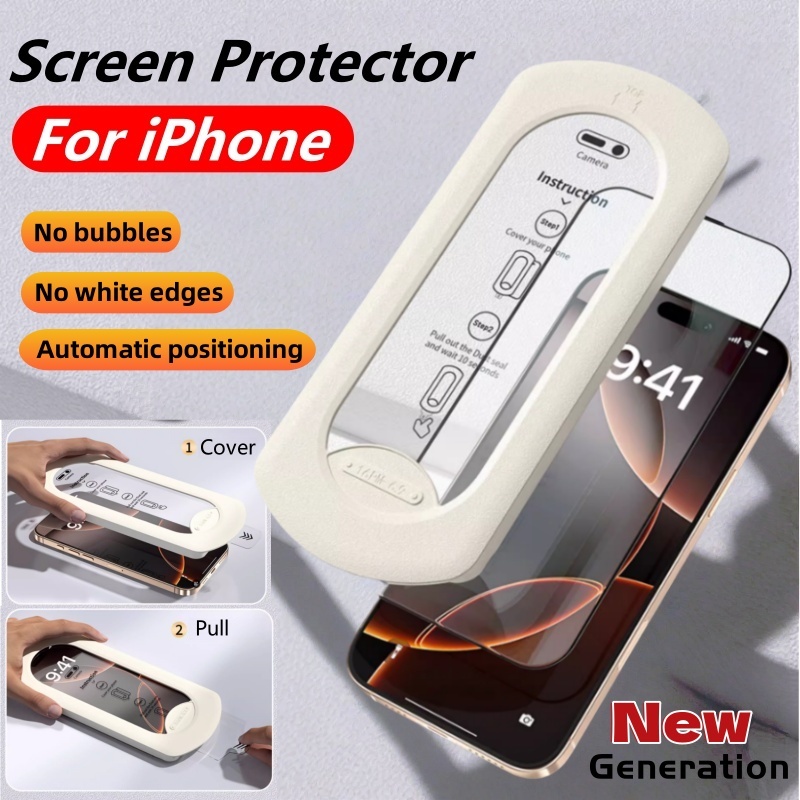 กระจกนิรภัยระดับพรีเมียมสําหรับ iPhone 16 15 14 13 12 11 Pro Max HD ตัวป้องกันหน้าจอความเป็นส่วนตัวสําหรับ iPhone 16 Pro Max ฟิล์มคลิกเดียวติดตั้งกรณี