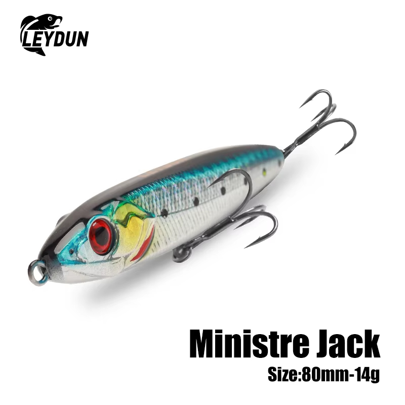 LEYDUN Ministre Jack Stickbait Sinking ดินสอเหยื่อตกปลา 80 มม.14g ว่ายน้ำได้ดี เหยื่อ Wobblers สําหรับ Sea Bass