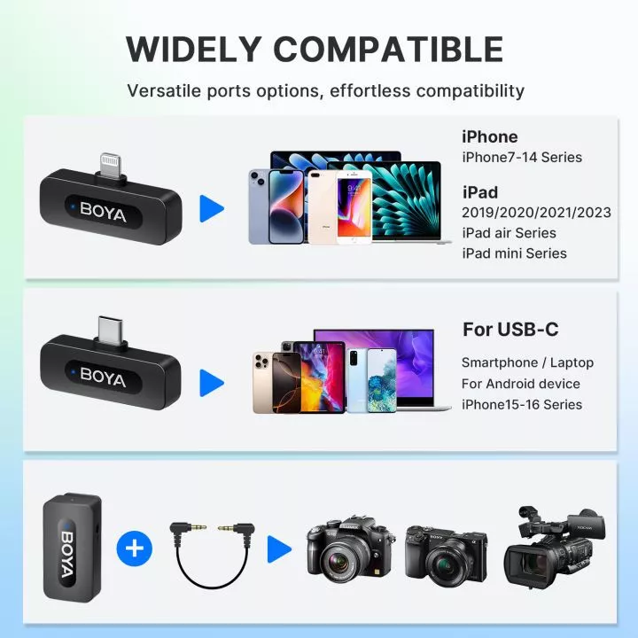 BOYA BY-V3 Combo ไมค์ไร้สาย ไมค์ตัดเสียงรบกวน ไมค์ไลฟ์สด พร้อมกล่องชาร์จ สำหรับ สมาร์ทโฟน USB-C thumbnail 3