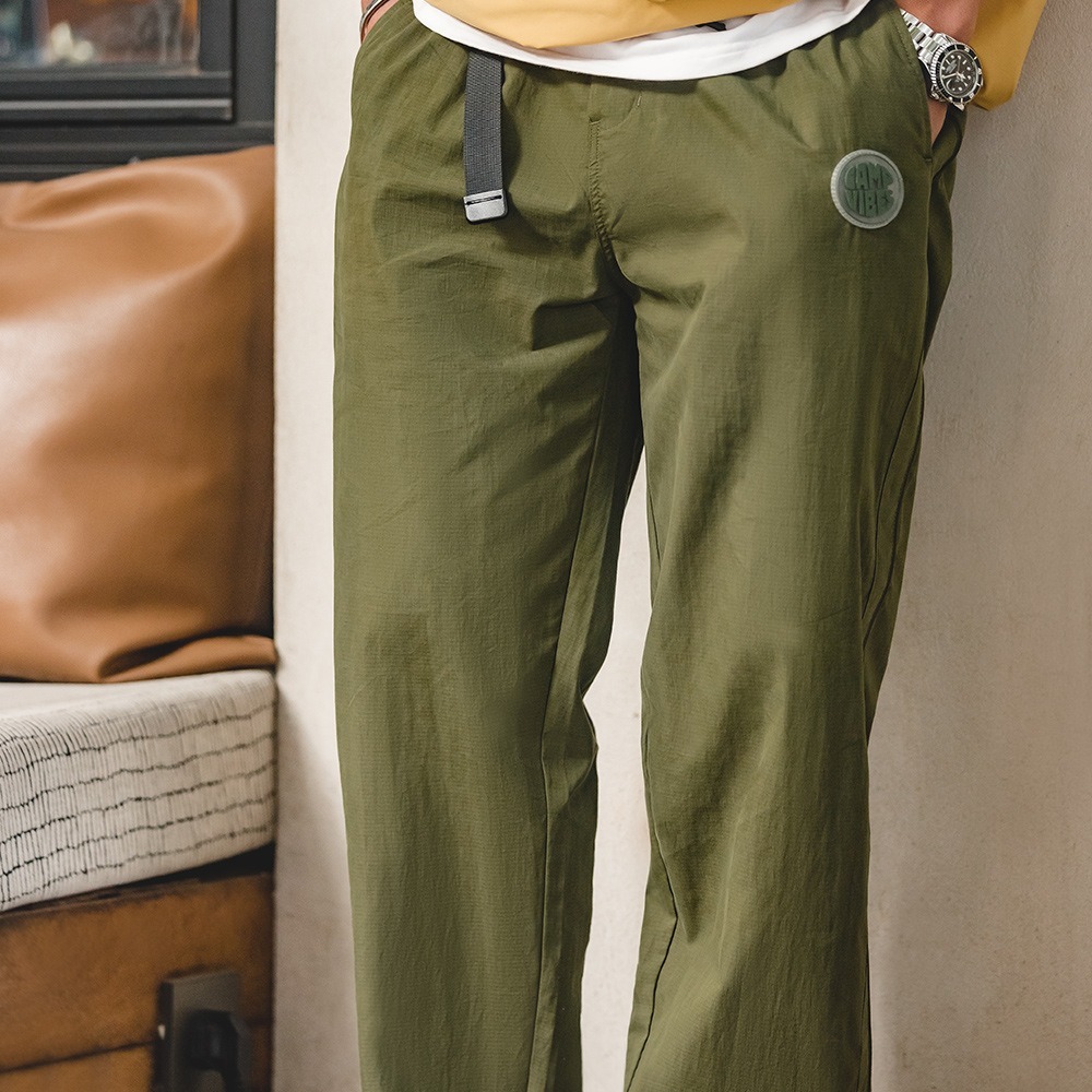 อาหาร ยี่ห้อ ย้อนยุค 2025 ใหม่สไตล์ภูเขาทํางานปรับตรงขาข้อเท้ากางเกงทอกลางแจ้งหลวมกางเกงลําลอง - รูปที่ 3