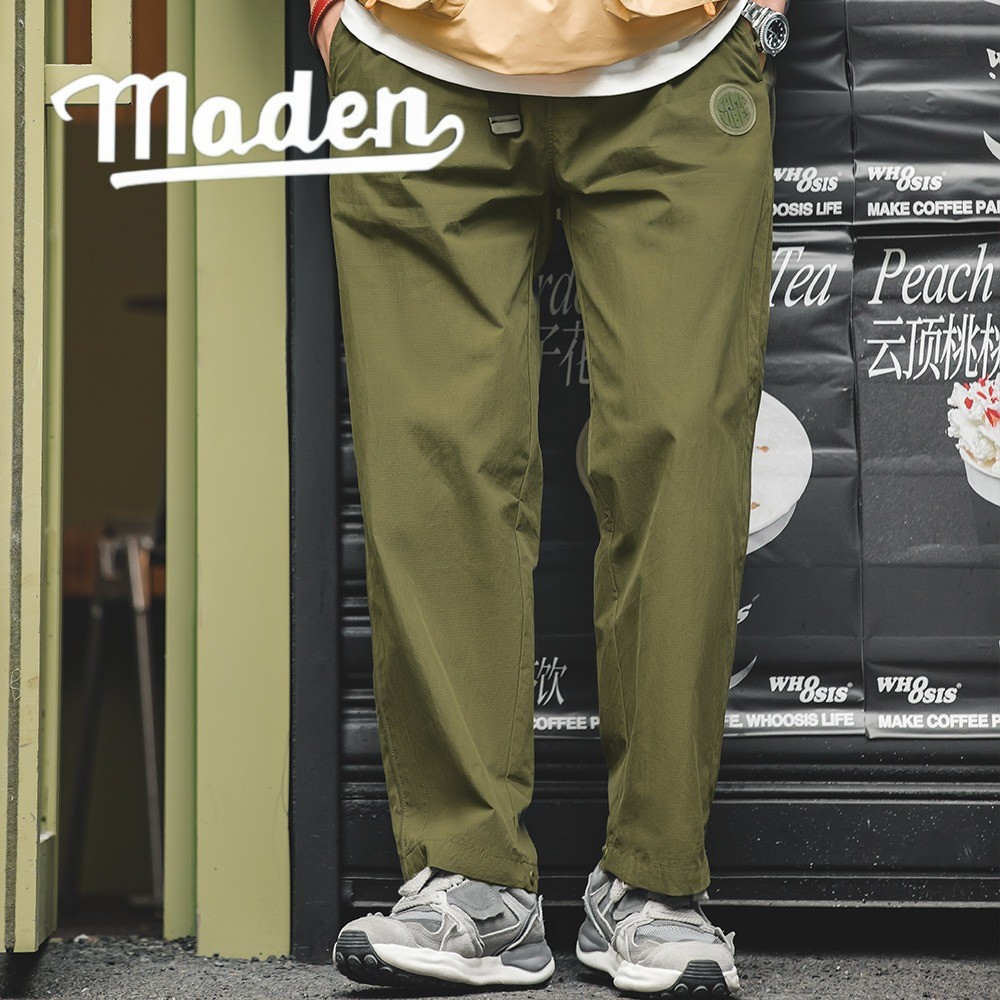 อาหาร ยี่ห้อ ย้อนยุค 2025 ใหม่สไตล์ภูเขาทํางานปรับตรงขาข้อเท้ากางเกงทอกลางแจ้งหลวมกางเกงลําลอง