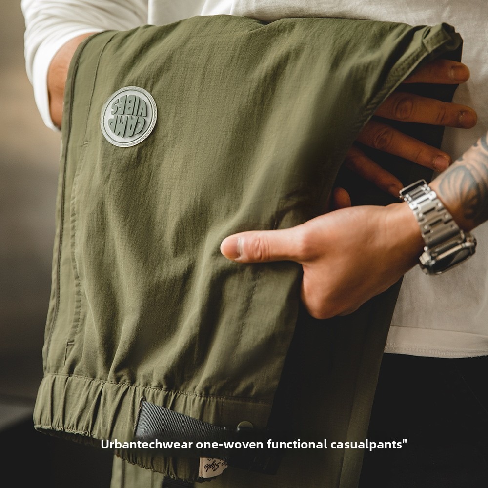 อาหาร ยี่ห้อ ย้อนยุค 2025 ใหม่สไตล์ภูเขาทํางานปรับตรงขาข้อเท้ากางเกงทอกลางแจ้งหลวมกางเกงลําลอง - รูปที่ 6