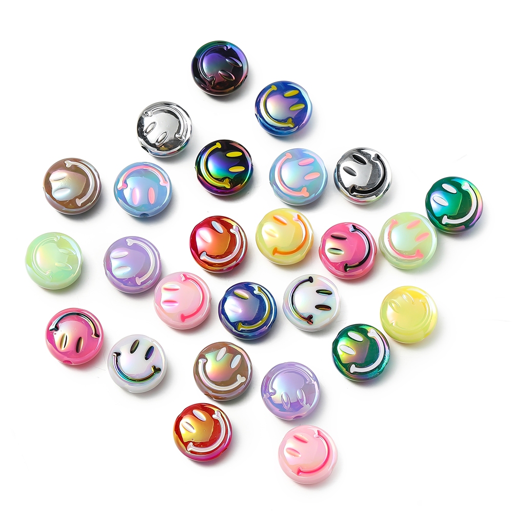 ลูกปัดหน้ายิ้ม UV  4ชิ้น 16มม./รู2.8มม. สำหรับ DIY สร้อยคอ-สร้อยคอ