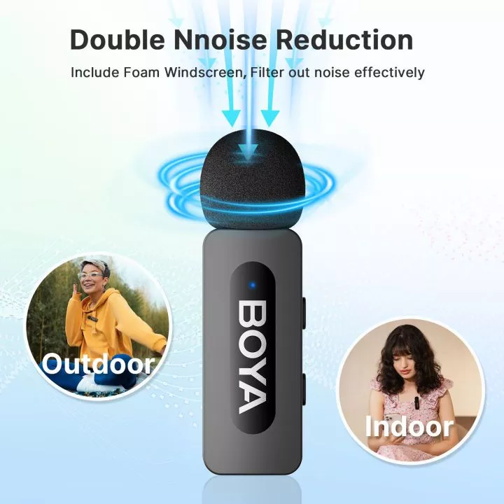 BOYA BY-V3 Combo ไมค์ไร้สาย ไมค์ตัดเสียงรบกวน ไมค์ไลฟ์สด พร้อมกล่องชาร์จ สำหรับ สมาร์ทโฟน USB-C thumbnail 8
