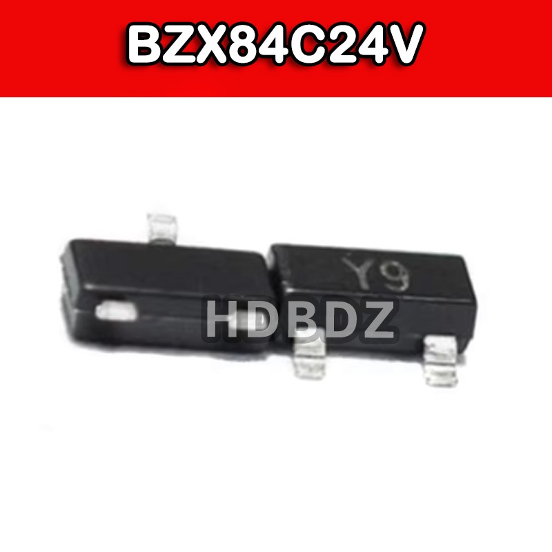 50 ~ 100PCS BZX84C24 SOT-23 Y9 24V ตัวควบคุมแรงดันไฟฟ้า Triode IC SMD