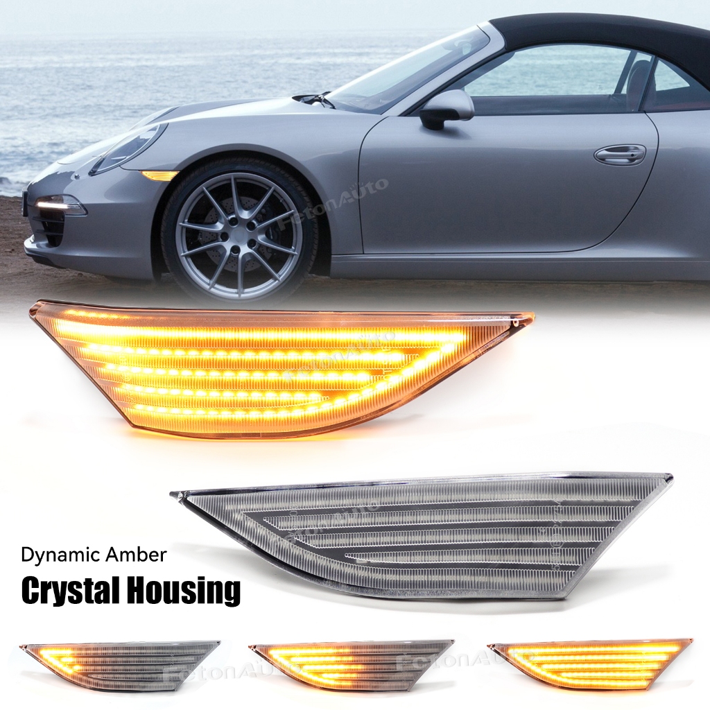 2ชิ้น ไฟเครื่องหมายด้านข้าง LED Porsche 991 Carrera S 4 4S GTS Turbo Cayman Boxster 981 802 718 แบบไ