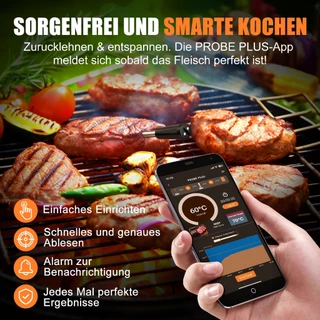 INSMART เครื่องวัดอุณหภูมิอาหาร เครื่องวัดอุณหภูมิบลูทูธ ไร้สาย ดิจิทัล เนื้อสัตว์ อาหาร สําหรับบาร์บีคิว