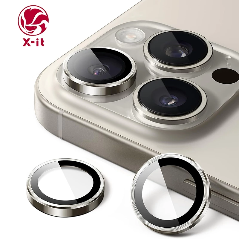 X-มัน ตัวป้องกันเลนส์กล้องเข้ากันได้สําหรับ ไอโฟน 11 12 13 14 15 16 มือโปร สูงสุด,โลหะอลูมิเนียมอัลลอยด์ฝาครอบกระจกเทมเปอร์กล้องป้องกันหน้าจออุป