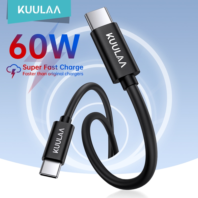 KUULAA สาย USB Type C ถึง USB Type C 60W PD QC 4.0 Quick Charge สาย USB-C สําหรับ Samsung Xiaomi