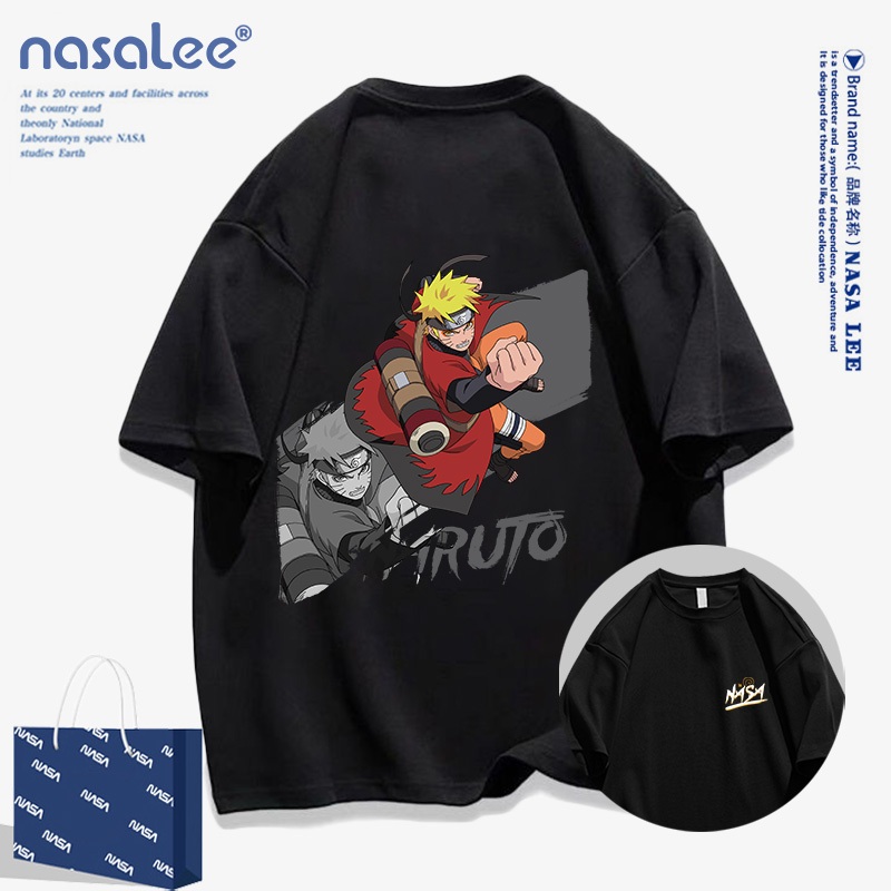 เสื้อยืดผู้ชาย NASA x นารูโตะ อเมริกันวินเทจ ลายสตรีทอาร์ต 2025 หน้าร้อน ใส่สบายหลวมๆ แมตช์ทุกสไตล์ พร้อมส่ง (สุดคูล)