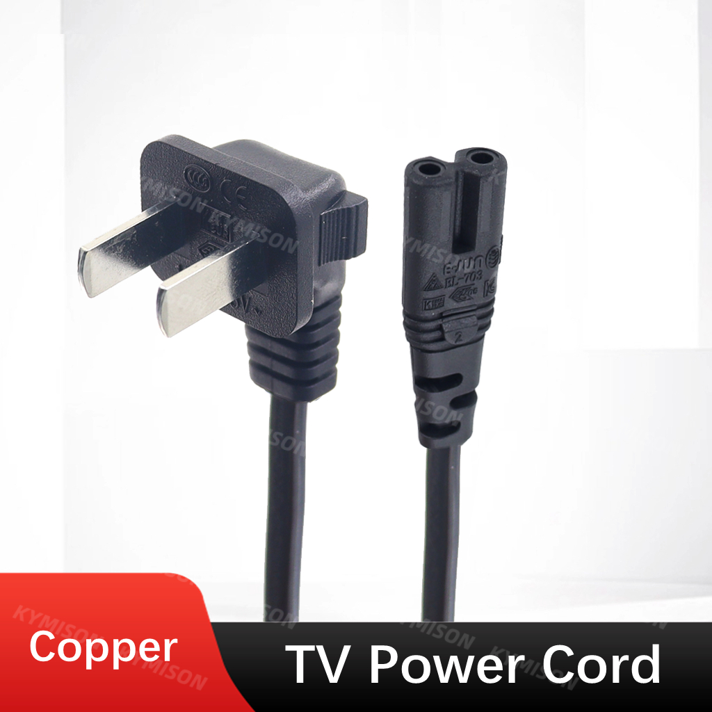 สายไฟทีวี,มุมลง 2 ขาปลั๊ก Universal Standard to IEC320 C7 2 Prong สายสําหรับ LeTV TCL, 0.5M ~ 3M