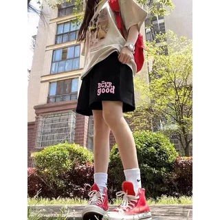 【จัดส่งตลอด 24 ชั่วโมง】🔥ลำลอง ทรงโอเวอร์ไซส์ เข้าได้กับทุกชุด เสื้อผญ แฟชั่น💖ลายพิมพ์สีชมพู กางเกงขาสั้น YG1659