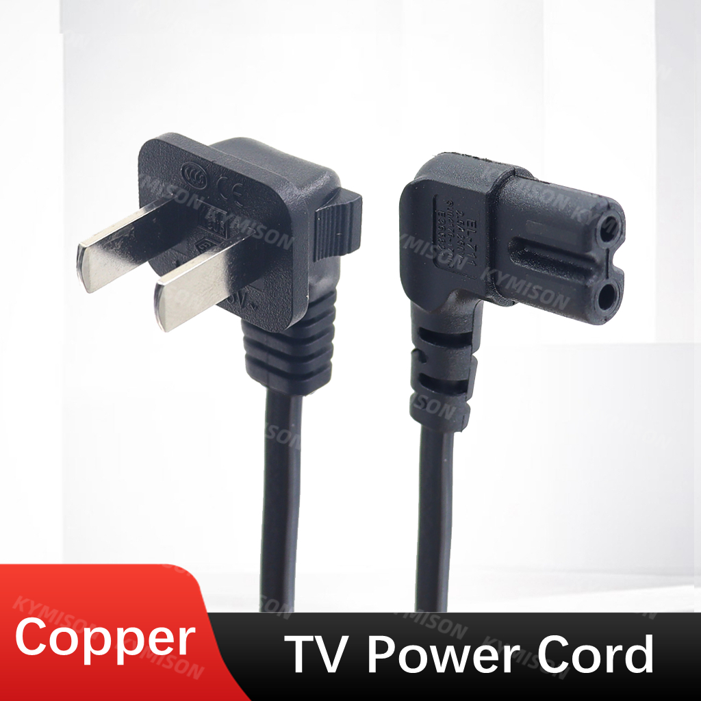 Universal 2 Prong มุมลงสายไฟ 2PIN ปลั๊ก IEC320 C7 รูป 8 Connector AC สายไฟสําหรับ Smart Monitor