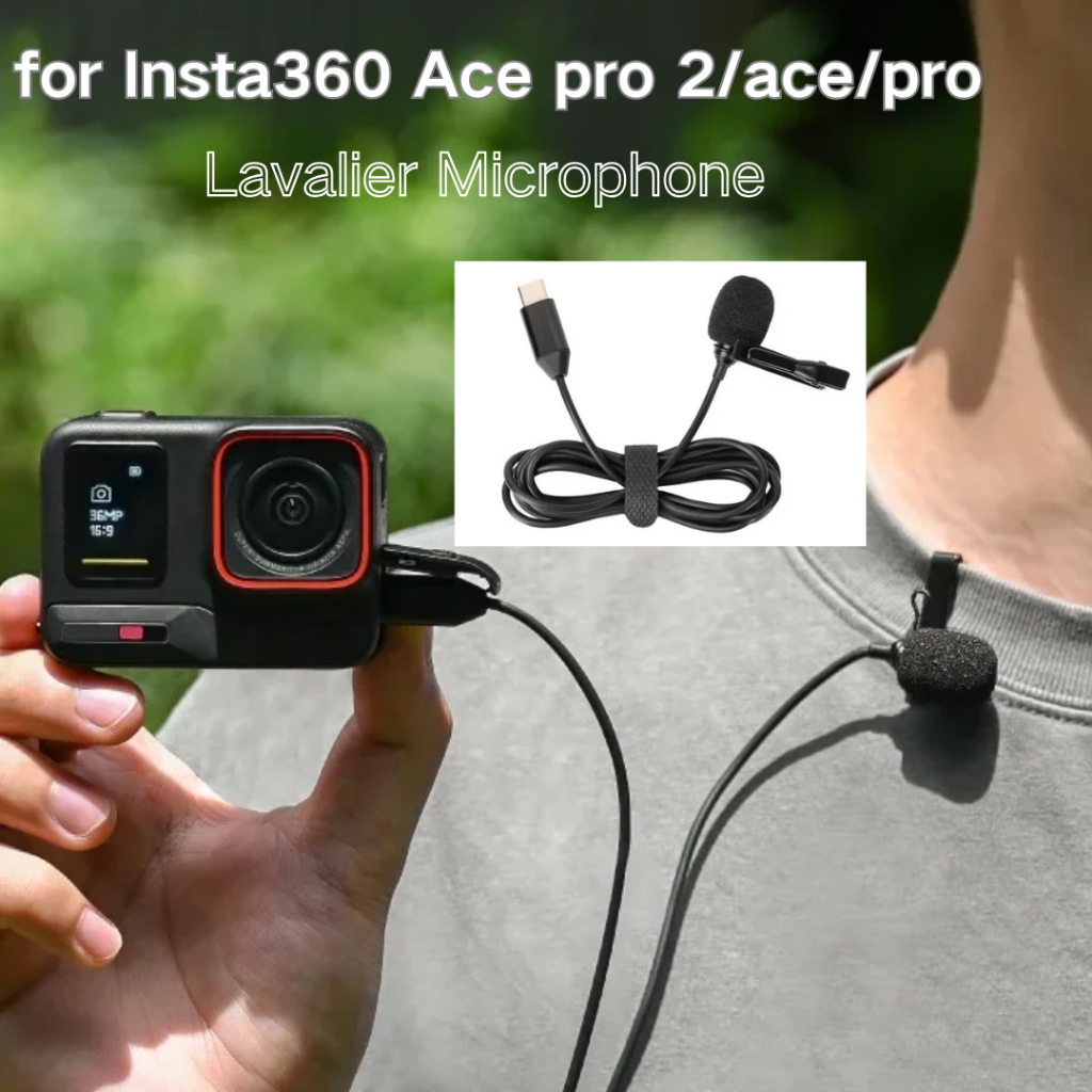 Sunnylife สําหรับ Insta360 Ace Pro 2/Ace/Ace Pro กล้องกีฬา Lavalier ไมโครโฟน Noise-isolating และ Sensitive ไมโครโฟนสะดวกต่อการใช้งาน