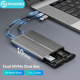 PHIXERO NVMe M.2 SSD Enclosure Dual Bay ฮาร์ดดิสก์ภายนอก USB…