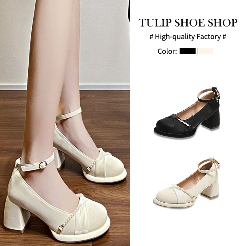 TULIP SHOE 🚚จัดส่งในกรุงเทพฯ- รองเท้าเดี่ยว Mary Jane พื้นหนา รองเท้าหนังแฟชั่นสำหรับสุภาพสตรี